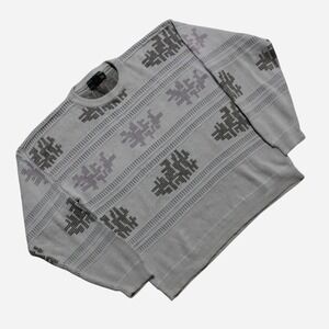 Mens Vintage 90s Grandpa Core Boxy Fit Geometric Pattern Cotton Sweater